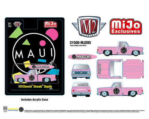 1979 Chevrolet Silverado Stepside with Surfboard Maui & Son Pink MiJo Exclusives Limited Edition 31500-MJS95
