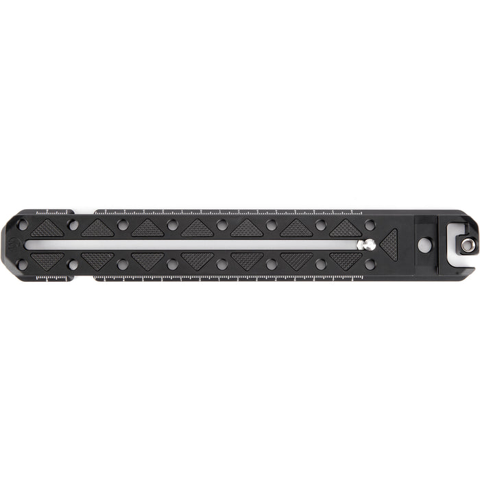 3 Legged Thing 250mm Ultra Plate in darkness finish with multiple mounting points for cameras and accessories.
