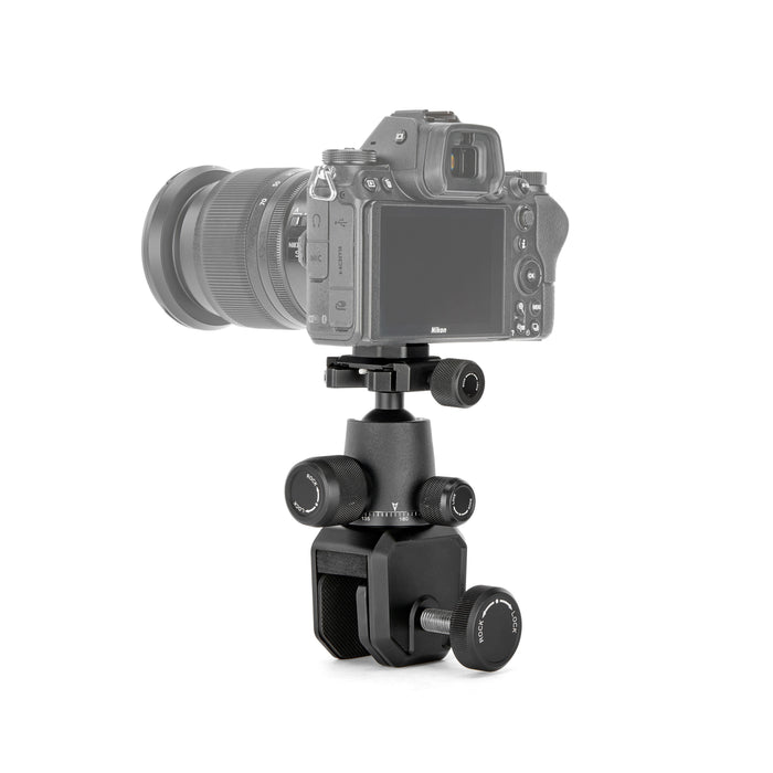 Window Mount Clamp for securely mounting cameras on vehicle windows, with rubber padding to protect glass.
