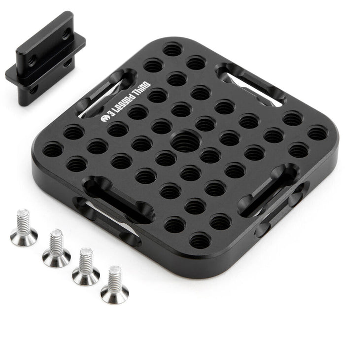 Black XPAND Cheese Plate 70 x 70 mm angled view with extras
