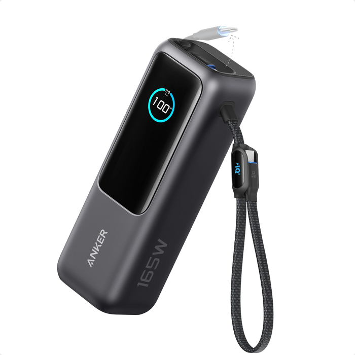 Anker A1695 165W USB-C Power Bank with dual built-in USB-C cables