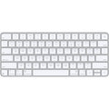 A sleek, low-profile Apple Magic Keyboard with a premium silver aluminum finish and minimalist white keys.