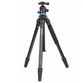 Benro iFoto IF28 aluminum travel tripod kit with 4‑section twist‑lock legs, Arca‑Swiss ball head and carry bag.