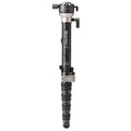 Benro SupaDupa carbon‑fiber monopod with twist‑lock sections and built‑in pan‑tilt head, rubber or spiked rotating foot
