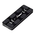 Benro PU‑100 Arca‑Swiss 100 mm quick‑release plate in silver aluminium with anti‑twist rubber mat and ¼″ screw.