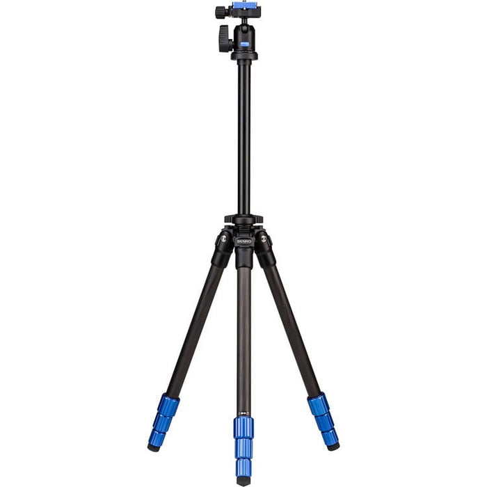 Benro Slim Tripod Kit in carbon‑fiber – sleek black compact tripod with twist‑lock legs and mini pan‑tilt head.