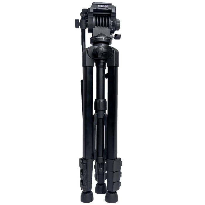 Benro T891 black aluminum tripod with integrated video head - front view