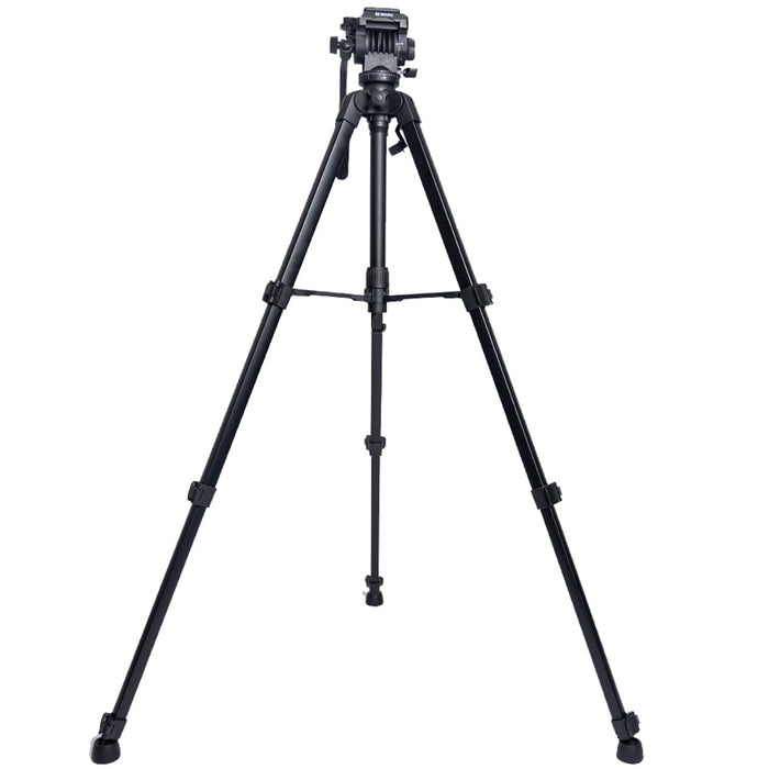 Benro T891 black aluminum tripod with integrated video head - fully extended