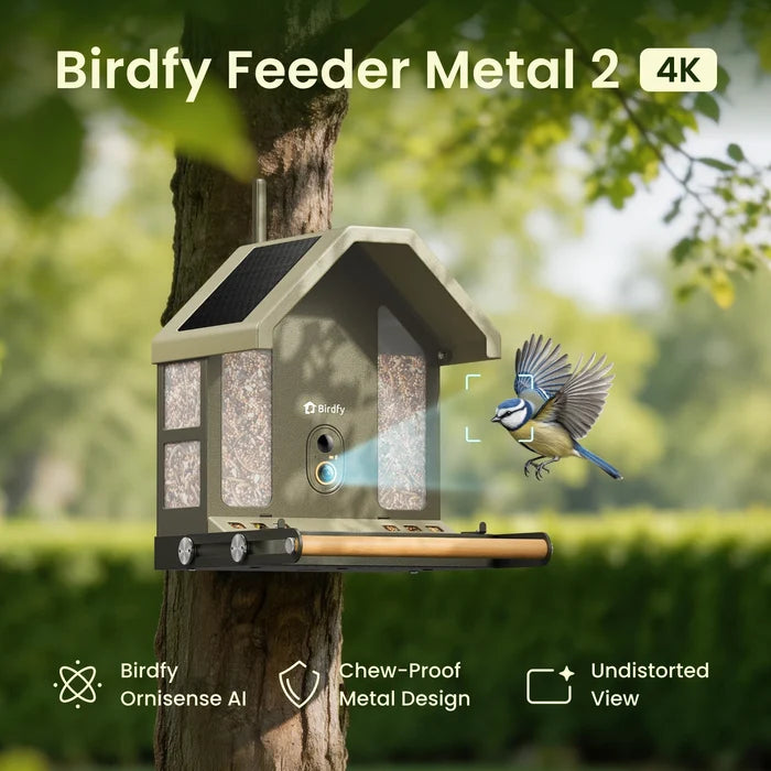 Birdfy Feeder Metal 2 - Mangeoire Métallique Anti‑Rongement 4K Pour Oiseaux
