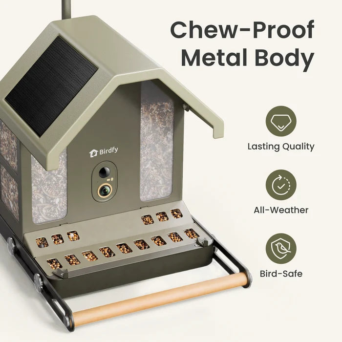 Birdfy Feeder Metal 2 - Mangeoire Métallique Anti‑Rongement 4K Pour Oiseaux