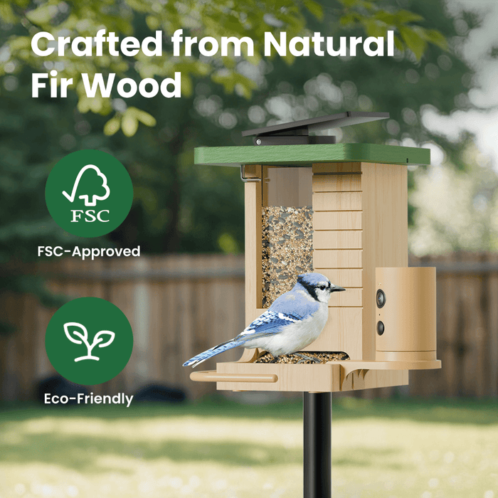 Birdfy Feeder Wood – Mangeoire à Oiseaux Intelligente en Bois avec Caméra