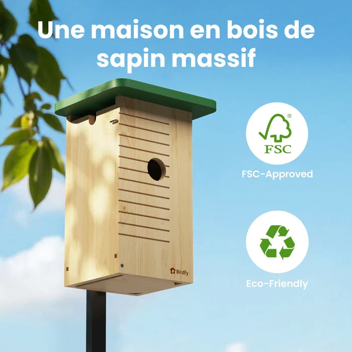 Birdfy Nest Wood – Cabane à Oiseaux Intelligente en bois
