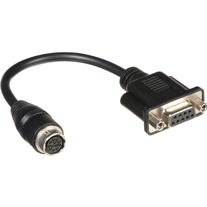 The Blackmagic Design Lens Adaptor Cable for Micro Studio Camera connects to the connector on the expansion break out cable supplied with the camera.