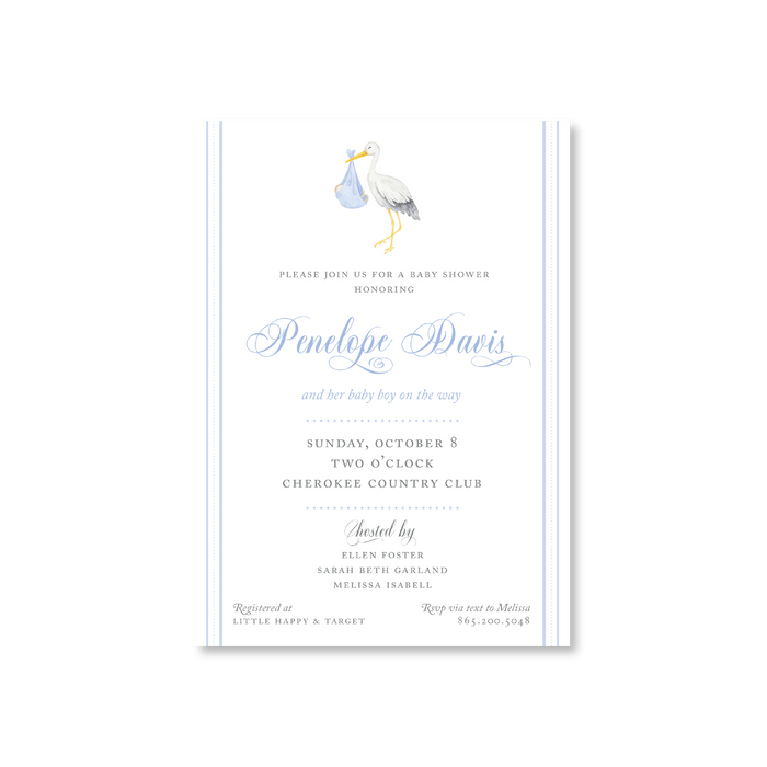 Blue Stork Invitations