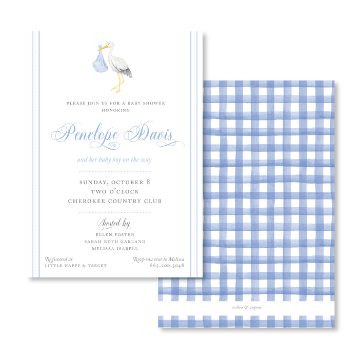 Blue Stork Invitations