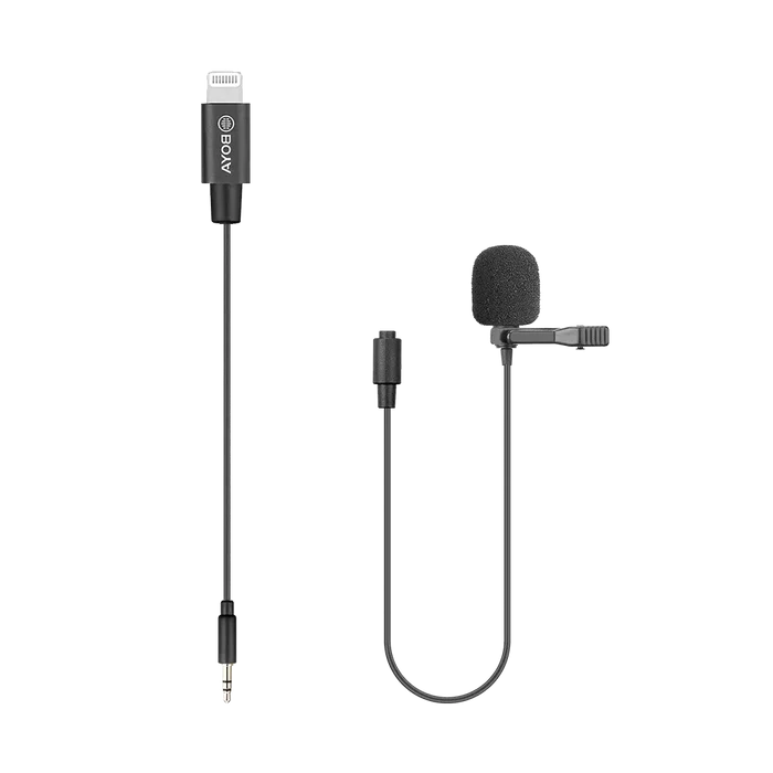 The Boya BY-M2 Clip-On Lavalier Microphone with Lightning Connection is an omnidirectional clip-on microphone that delivers clear and high-quality sound.