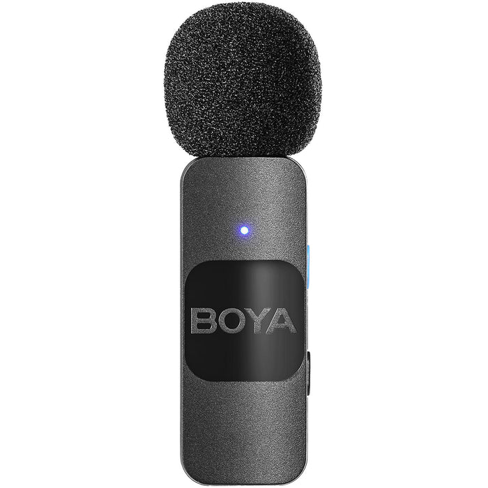 Boya BY-V1 Wireless Microphone – ultra-compact single-channel mic system with Lightning connector for iPhone, ideal for solo content creators.