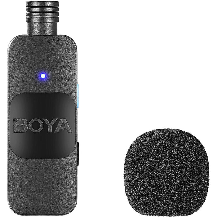 Boya BY-V1 Wireless Microphone – ultra-compact single-channel mic system with Lightning connector for iPhone, ideal for solo content creators.