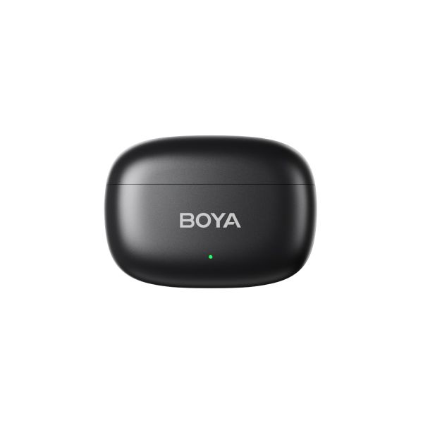 Boya Mini-14 Ultra-Mini Wireless Microphone System (USB-C), featuring 2 compact 5g transmitters, 1 USB-C receiver, 3-level noise cancellation, 3 voice changer modes, 48 kHz/16-bit audio, up to 100m wireless range, and 6-hour battery life with charging case.