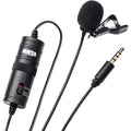 Boya Omnidirectional Lavalier Microphone – compact, clip-on mic delivering clear, broadcast-quality sound for interviews, vlogging, and presentations.
