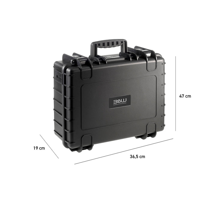 B&W Type 5000 hard case with foam inserts, black, waterproof and dust-proof, ideal for cameras and accessories.