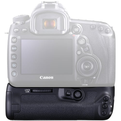 Enjoy longer shooting times and improved control in portrait orientation with the Canon BG-E20 Battery Grip for your EOS 5D Mark IV DSLR.