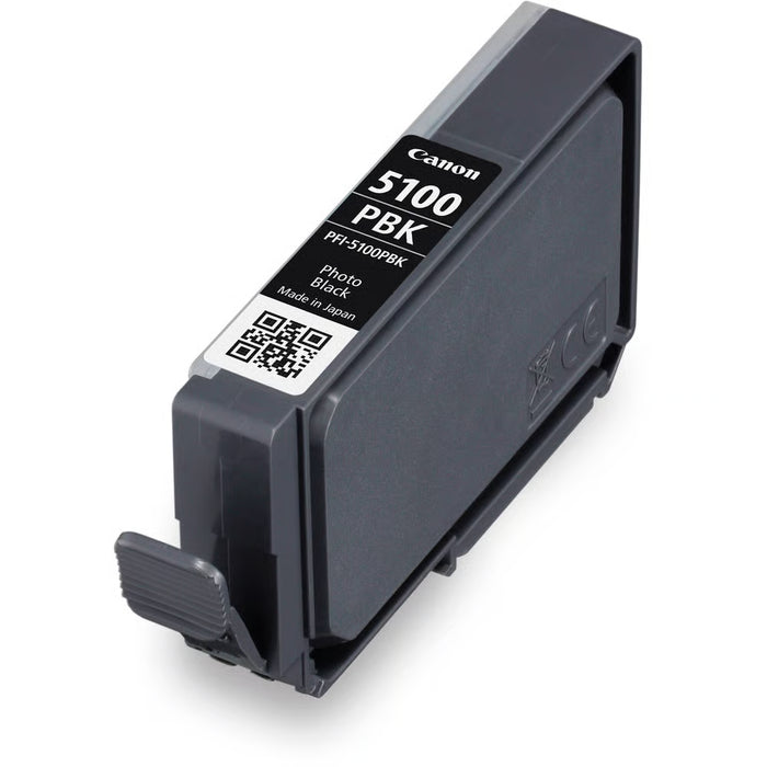 The Canon PFI-5100 Photo Black Ink Cartridge for Pro-310 enhances contrast and detail in glossy prints, ensuring crisp, professional-quality results.
