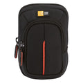 Compact digital camera case with vibrant accents, zippered pocket, and detachable lanyard, designed for travel and everyday use.