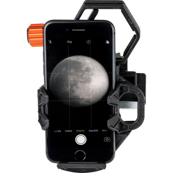 Celestron NexGo DX 2-axis smartphone adapter with Bluetooth remote for telescopes and microscopes