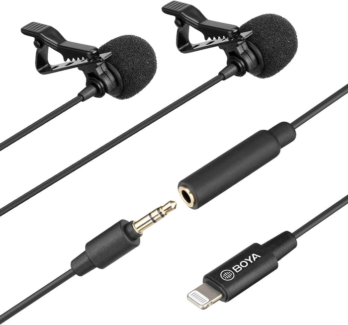 Boya BY-M2D Digital Dual Lavalier Microphones with Lightning Cable for iPhone and iPad