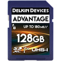 Delkin 128GB UHS-I SDXC Memory Card, 180MB/s, V30, 4K video, durable and fast.