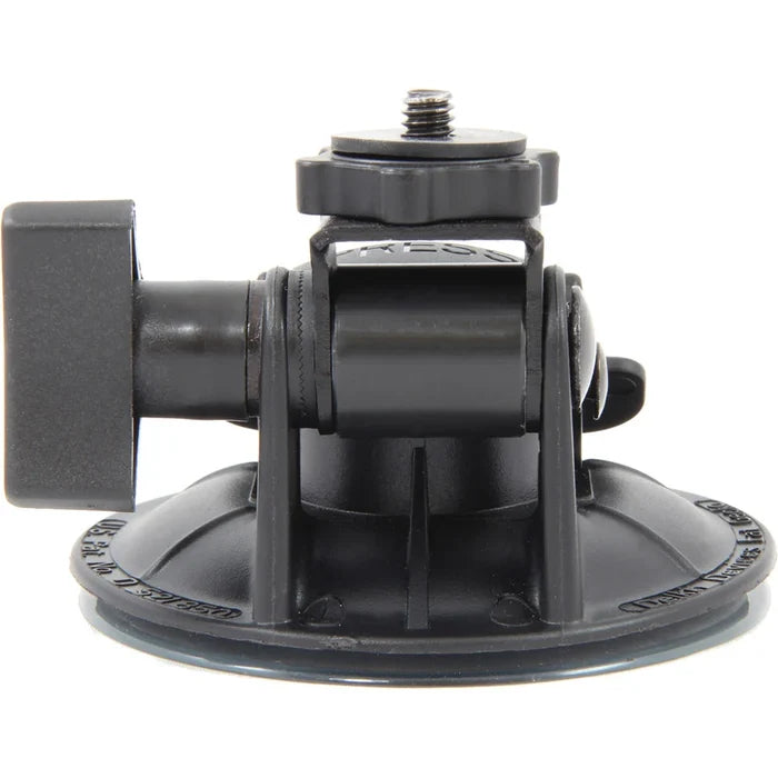 Delkin Devices Fat Gecko Stealth Single-Suction POV Camera Mount—compact 7 cm diameter suction base with lever-style locking mechanism, articulating low-profile ball/pivot head with universal ¼-20 mount, enabling up to 180° tilt and secure attachment for gear up to ~1.8 kg