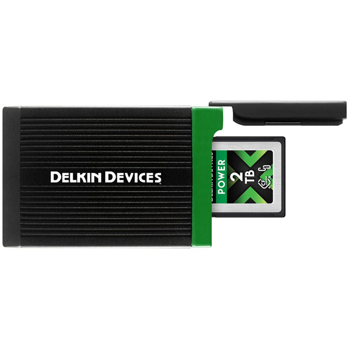 Delkin Devices USB 4.0 CFexpress Type B Memory Card Reader – high-speed reader for fast and reliable transfers from CFexpress Type B cards to computers.