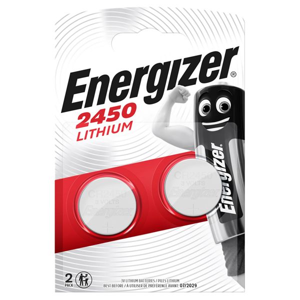 Energizer CR2450 3V Lithium Coin Batteries (2-pack). Holds power for up to 10 years, and perform in extreme temperatures.