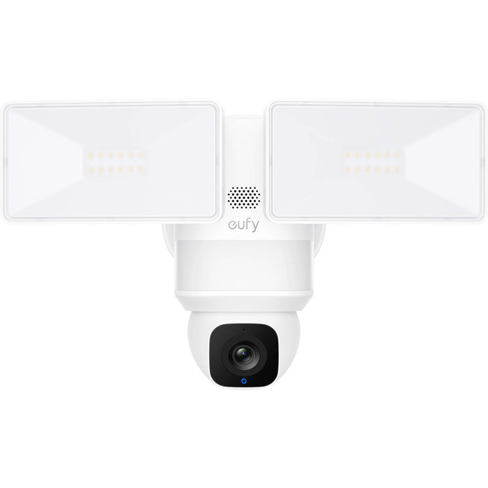 The Eufy Security Floodlight Camera E30 is an outdoor security camera that features 360° surveillance, 2K HD video resolution, and AI motion tracking with 2,000-lumen motion-activated floodlights.