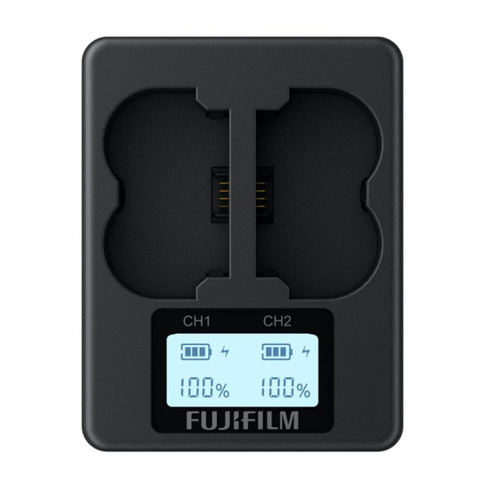 Fujifilm BC-W235 Dual Battery Charger – charge two NP-W235 batteries simultaneously for your X-T4, X-T5, or GFX100S, keeping you powered for longer shoots.