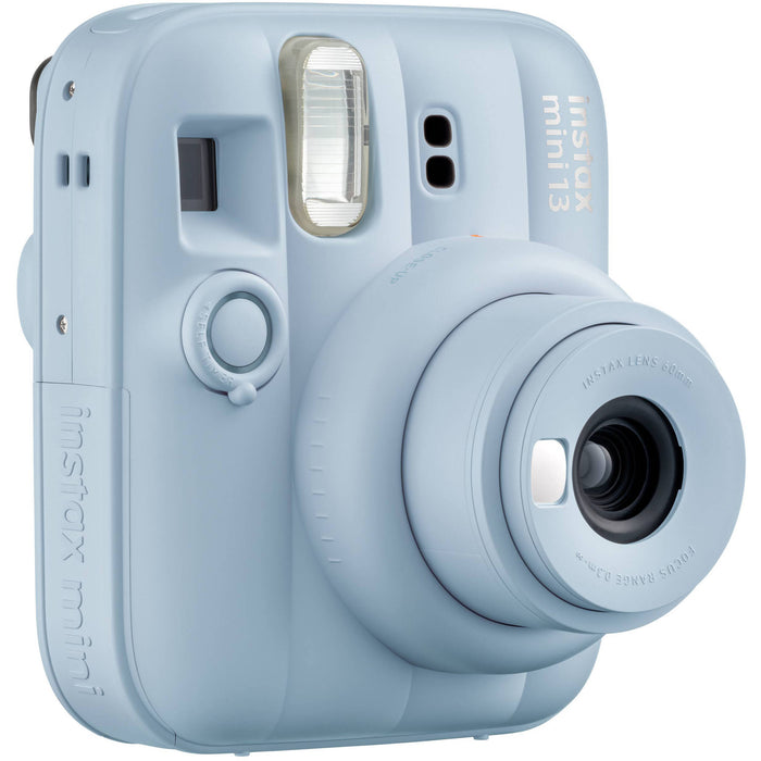 Fujifilm INSTAX Mini instant camera with built-in flash and optical viewfinder.