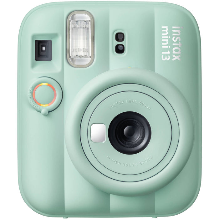 Fujifilm INSTAX Mini instant camera with built-in flash and optical viewfinder.