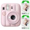 Fujifilm INSTAX Mini instant camera with built-in flash and optical viewfinder.
