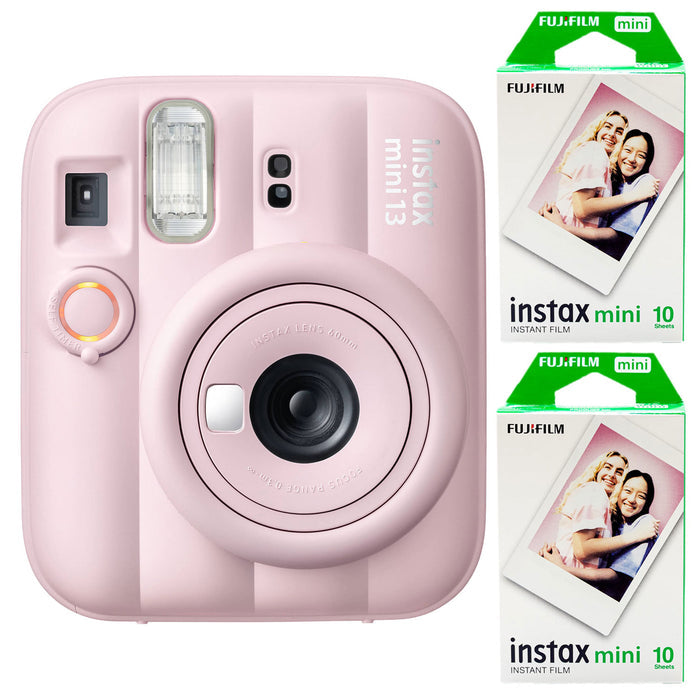 Fujifilm INSTAX Mini instant camera with built-in flash and optical viewfinder.