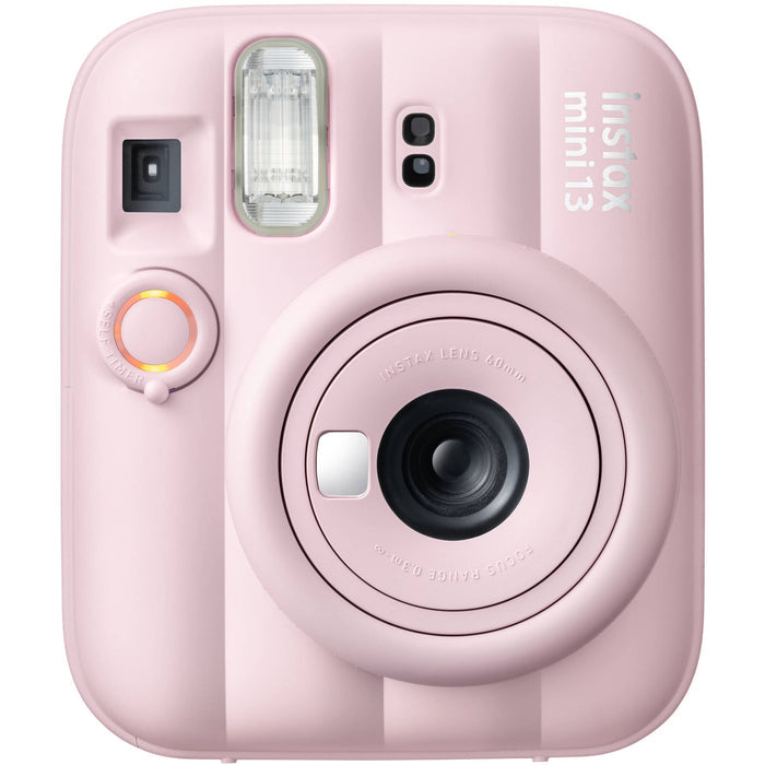 Fujifilm INSTAX Mini instant camera with built-in flash and optical viewfinder.
