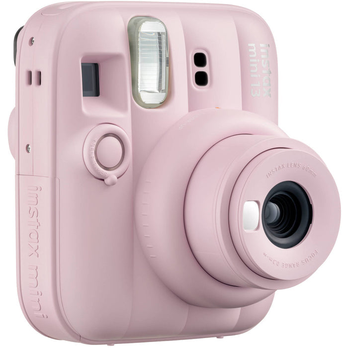 Fujifilm INSTAX Mini instant camera with built-in flash and optical viewfinder.