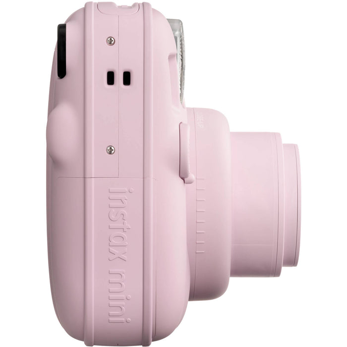 Fujifilm INSTAX Mini instant camera with built-in flash and optical viewfinder.