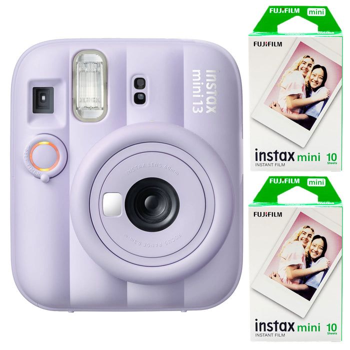 Fujifilm INSTAX Mini instant camera with built-in flash and optical viewfinder.