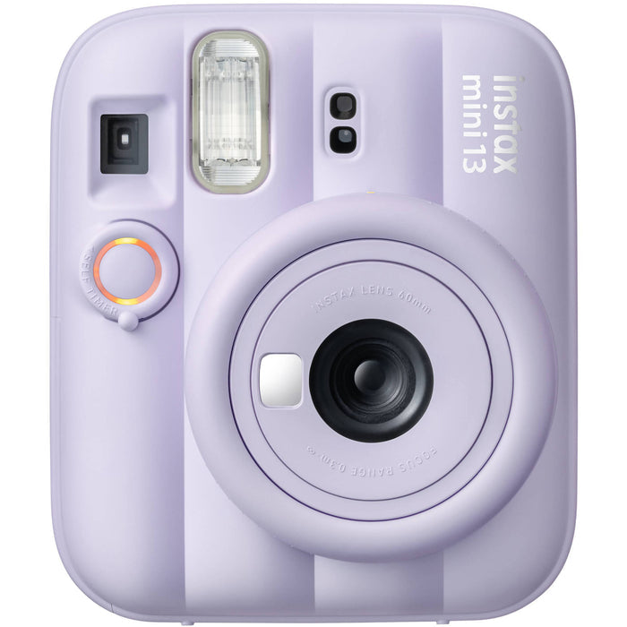Fujifilm INSTAX Mini instant camera with built-in flash and optical viewfinder.