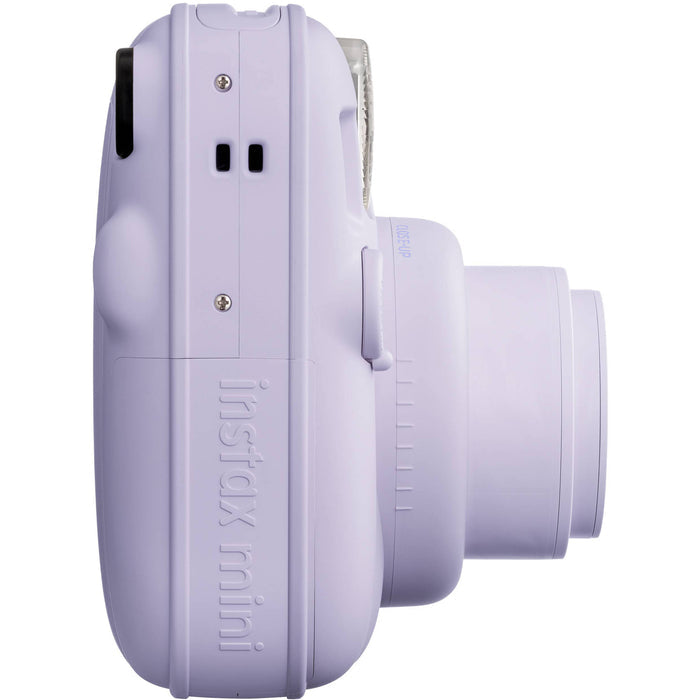 Fujifilm INSTAX Mini instant camera with built-in flash and optical viewfinder.
