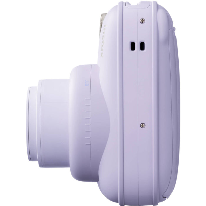 Fujifilm INSTAX Mini instant camera with built-in flash and optical viewfinder.