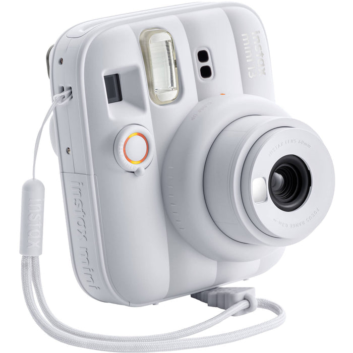 Fujifilm INSTAX Mini instant camera with built-in flash and optical viewfinder.