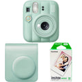 Green Fujifilm Instax Mini 13 instant camera with cover and film