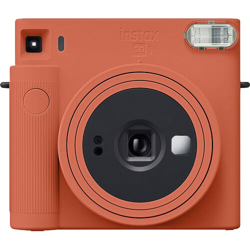 This instant film camera produces large square prints, it has a small selfie mirror built into the front of the lens designed for accurate composition.